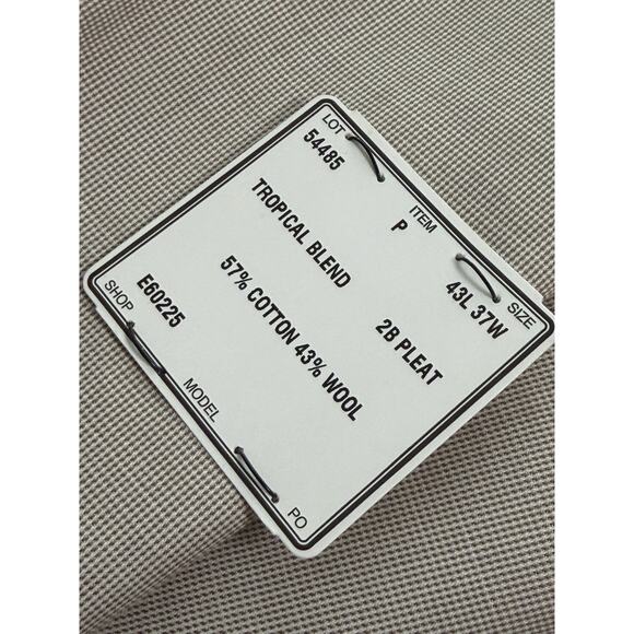 JoS. A. Bank Tan Suit 43L x 37 Pleat Wool Blend Houndstooth Tropical NWT $595 - Picture 5 of 8